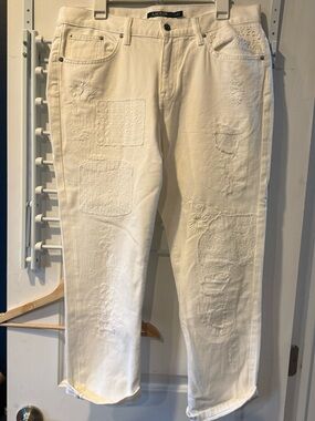 Ralph Lauren White Embroidered Patch Relaxed Jeans
